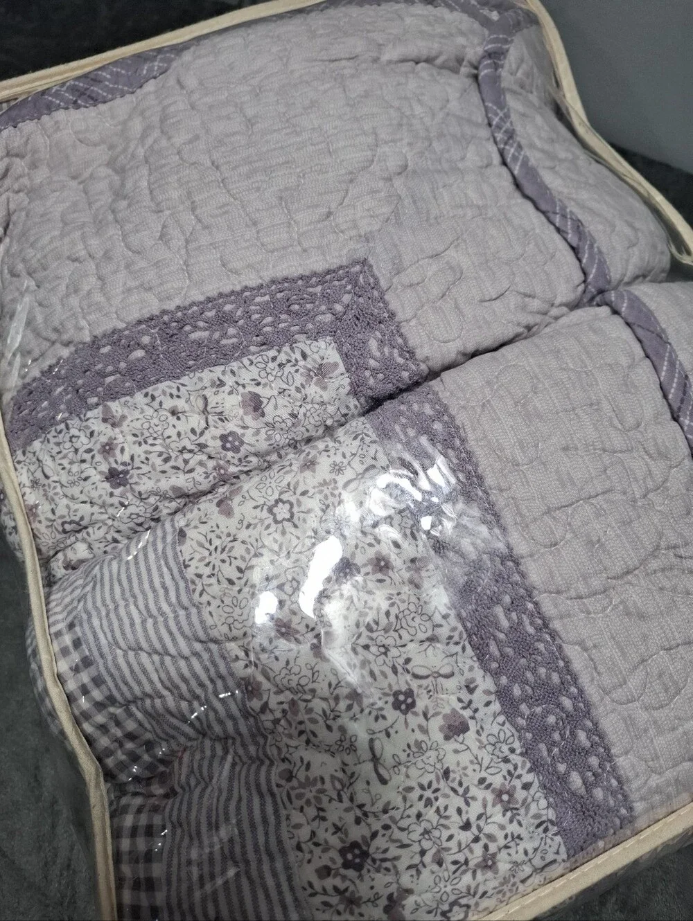 New Donna Sharp Lavender Rose Full/Queen Quilt Set with 2 Shams Floral 3pc